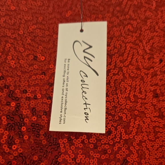 NY Collection Sparkling Red Sequin Blouse - Picture 5 of 7